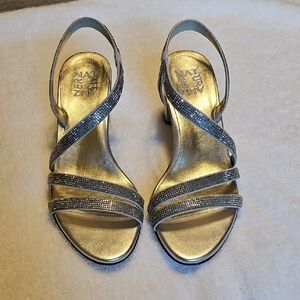 Naturalizer Silver Heels with Strappy Design